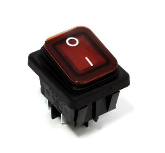 Влагозащищенный двухполюсный выключатель SWT713UN с красной подсветкой и силиконовым защитным чехлом.
